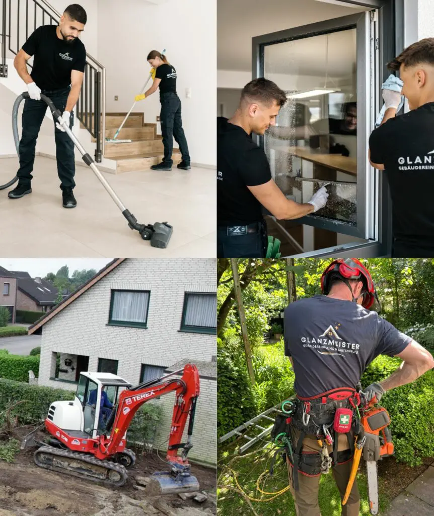 Glanzmeister Gebäudereinigung & Gartenbau – Unterhaltsreinigung, Fensterreinigung, Baggerarbeiten, Pflasterarbeiten und Baumpflege im Überblick